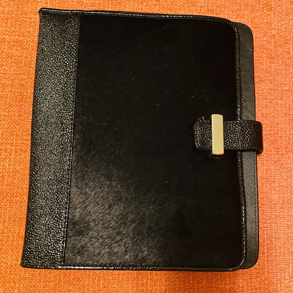 ANTONIO MELANI Black Leather Tablet Portfolio